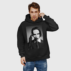 Толстовка оверсайз мужская Marilyn Manson looks at you, цвет: черный — фото 2