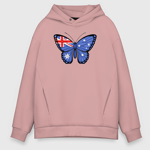 Мужское худи оверсайз Австралия бабочка / Пыльно-розовый – фото 1