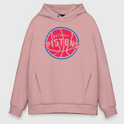 Толстовка оверсайз мужская Detroit Pistons, цвет: пыльно-розовый