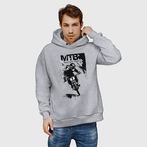 Мужское худи оверсайз Mountain bike - extreme / Меланж – фото 3