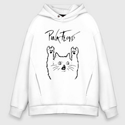 Толстовка оверсайз мужская Pink Floyd - rock cat, цвет: белый