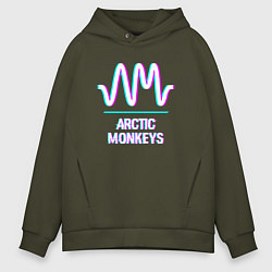 Толстовка оверсайз мужская Arctic Monkeys glitch rock, цвет: хаки