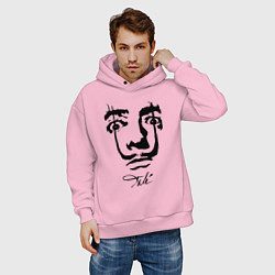 Толстовка оверсайз мужская Dali face, цвет: светло-розовый — фото 2