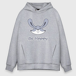 Толстовка оверсайз мужская Кролик be happy, цвет: меланж