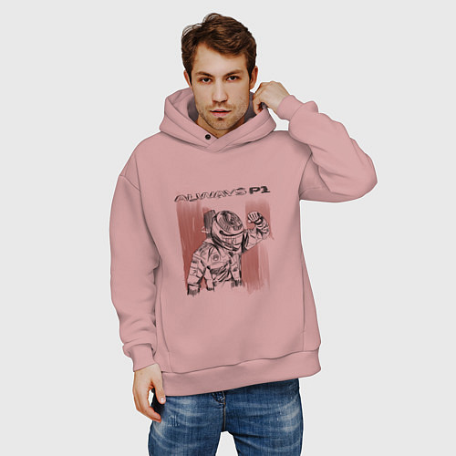 Мужское худи оверсайз Always P1 black / Пыльно-розовый – фото 3