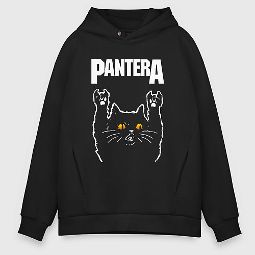 Мужское худи оверсайз Pantera rock cat / Черный – фото 1