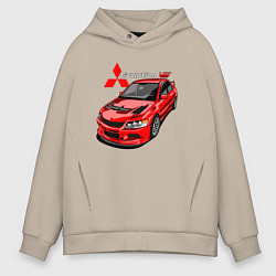 Толстовка оверсайз мужская Lancer Evolution 8, цвет: миндальный