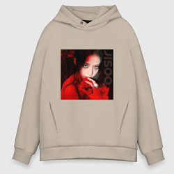 Толстовка оверсайз мужская Blackpink Jisoo in red, цвет: миндальный