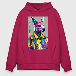 Толстовка оверсайз мужская Kangaroo - Australia - pop art, цвет: маджента