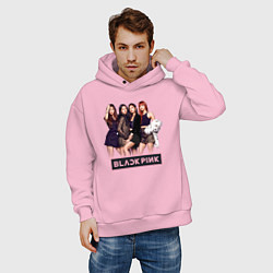 Толстовка оверсайз мужская Rose Blackpink kpop, цвет: светло-розовый — фото 2