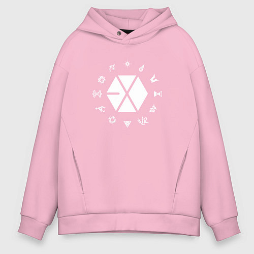 Мужское худи оверсайз Logo EXO / Светло-розовый – фото 1