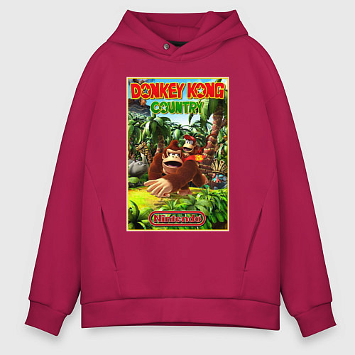 Мужское худи оверсайз Nintendo - donkey kong / Маджента – фото 1