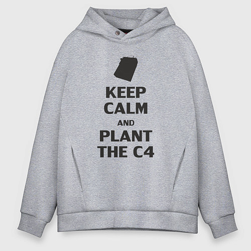 Мужское худи оверсайз Plant c4 - Counter Strike meme / Меланж – фото 1