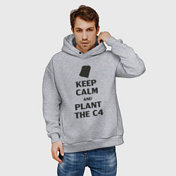 Толстовка оверсайз мужская Plant c4 - Counter Strike meme, цвет: меланж — фото 2