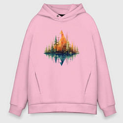 Толстовка оверсайз мужская Геометрический лес, цвет: светло-розовый