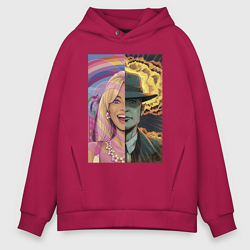 Мужское худи оверсайз Barbie Oppenheimer / Маджента – фото 1