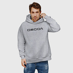 Толстовка оверсайз мужская Omoda big black logo, цвет: меланж — фото 2