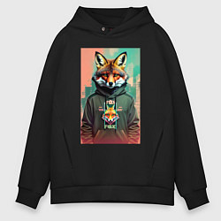 Толстовка оверсайз мужская Dude fox - urban style, цвет: черный