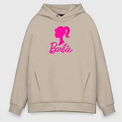 Толстовка оверсайз мужская Розовый логотип Барби, цвет: миндальный