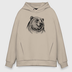 Толстовка оверсайз мужская Медведь улыбается, цвет: миндальный