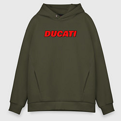 Толстовка оверсайз мужская Ducati - красный градиент, цвет: хаки