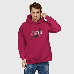 Толстовка оверсайз мужская Tokyo Japan map, цвет: маджента — фото 2