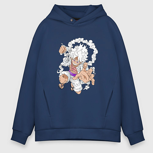 Мужское худи оверсайз Луффи - gear 5 / Тёмно-синий – фото 1