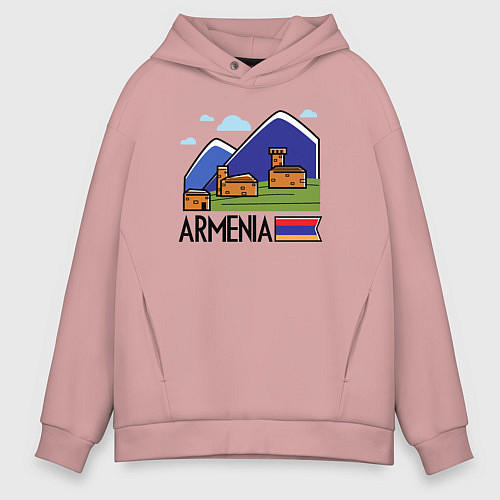 Мужское худи оверсайз Горная Армения / Пыльно-розовый – фото 1
