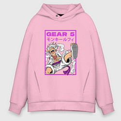 Толстовка оверсайз мужская One piece - gear 5 белый, цвет: светло-розовый