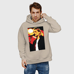 Толстовка оверсайз мужская Курт Кобейн с микрофоном, цвет: миндальный — фото 2