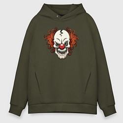 Толстовка оверсайз мужская Clown skull, цвет: хаки