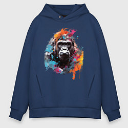 Толстовка оверсайз мужская Граффити с гориллой, цвет: тёмно-синий