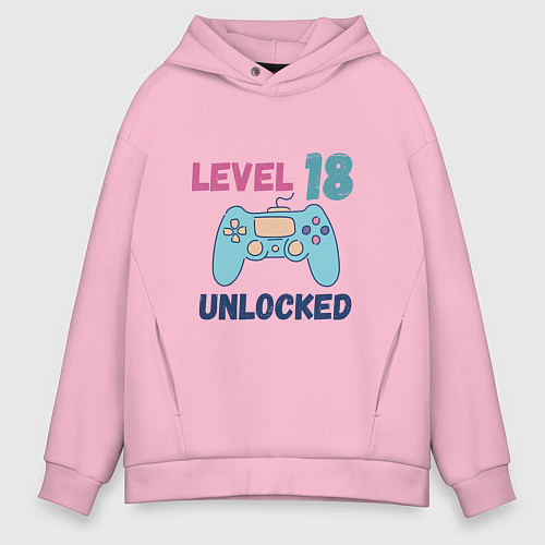 Мужское худи оверсайз 18 уровень жизни / Светло-розовый – фото 1