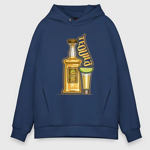 Мужское худи оверсайз Текила с лаймом / Тёмно-синий – фото 1