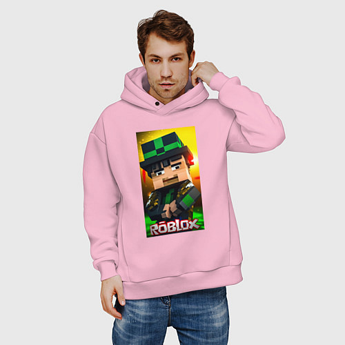 Мужское худи оверсайз Roblox green man / Светло-розовый – фото 3