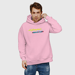 Толстовка оверсайз мужская Cyberpunk 2077 phantom liberty logo v1, цвет: светло-розовый — фото 2