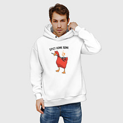 Толстовка оверсайз мужская Spicy honk bonk - Untitled Goose Game, цвет: белый — фото 2