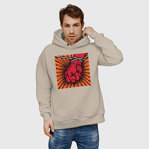 Мужское худи оверсайз Обложка альбома St Anger группы Metallica / Миндальный – фото 3