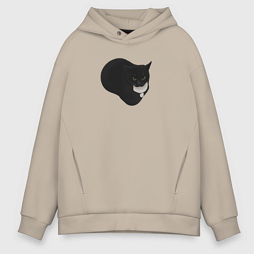 Мужское худи оверсайз Maxwell cat / Миндальный – фото 1