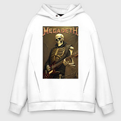 Толстовка оверсайз мужская Megadeth - skeleton - heavy metal, цвет: белый