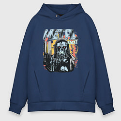 Толстовка оверсайз мужская Терминатор - metal face, цвет: тёмно-синий