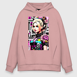 Толстовка оверсайз мужская Barbie - pop art stylization, цвет: пыльно-розовый