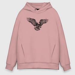 Толстовка оверсайз мужская Орёл гравюра, цвет: пыльно-розовый