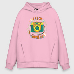 Толстовка оверсайз мужская Catch the moment, цвет: светло-розовый