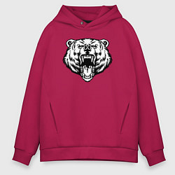 Толстовка оверсайз мужская Head bear, цвет: маджента