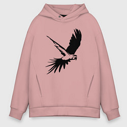 Толстовка оверсайз мужская Попугай летит трафарет, цвет: пыльно-розовый