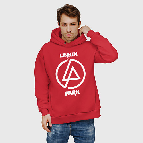 Мужское худи оверсайз Linkin Park logo / Красный – фото 3