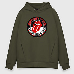 Толстовка оверсайз мужская Rolling Stones established 1962, цвет: хаки