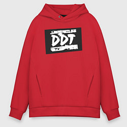 Толстовка оверсайз мужская ДДТ - логотип, цвет: красный