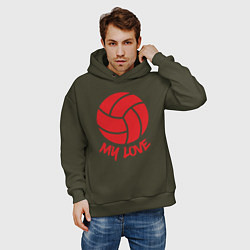 Толстовка оверсайз мужская Volleyball my love, цвет: хаки — фото 2